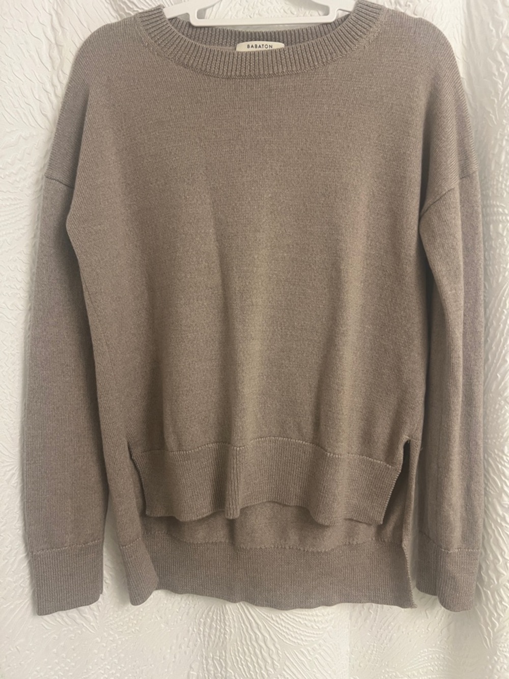 Babaton Neutral Taupe Crewneck Sweater